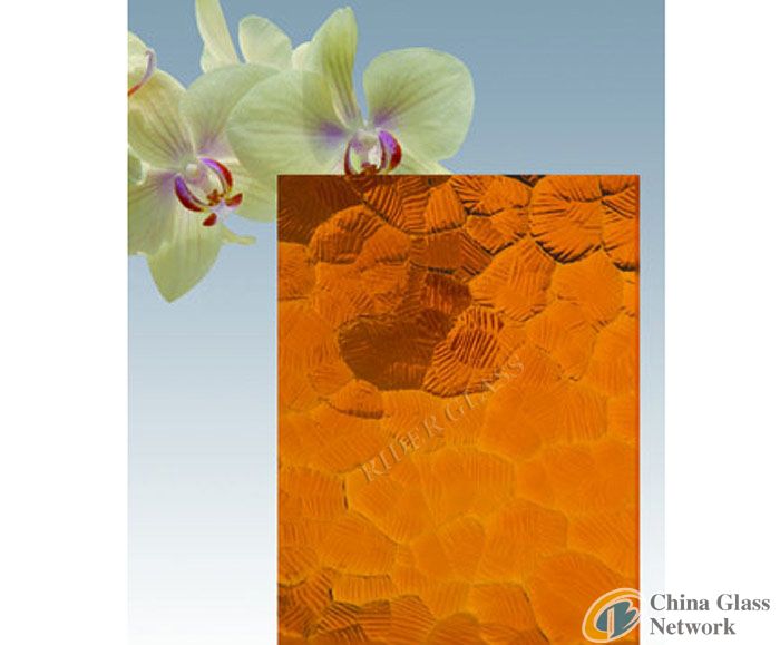 3-8mm Amber Oceanic Patterned Glass with CE & ISO9001