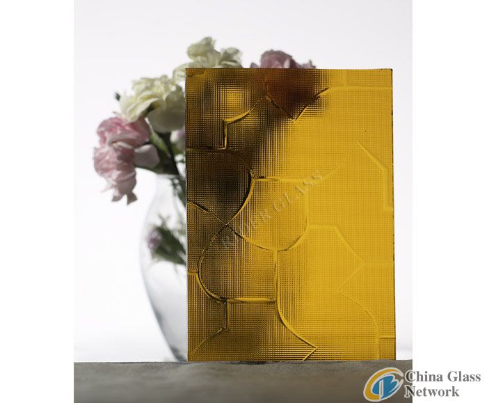 3-8mm Amber Puzzle Patterned Glass with CE  & ISO9001