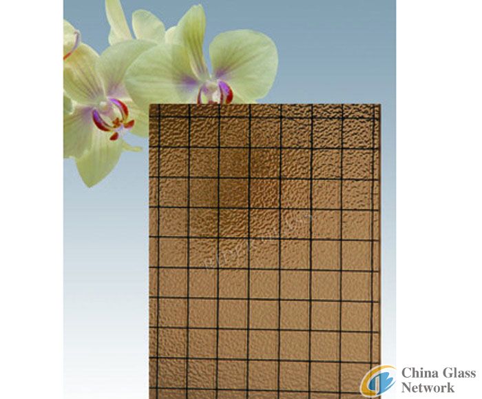 6mm Bronze Patterned Wired Glass with CE & ISO9001