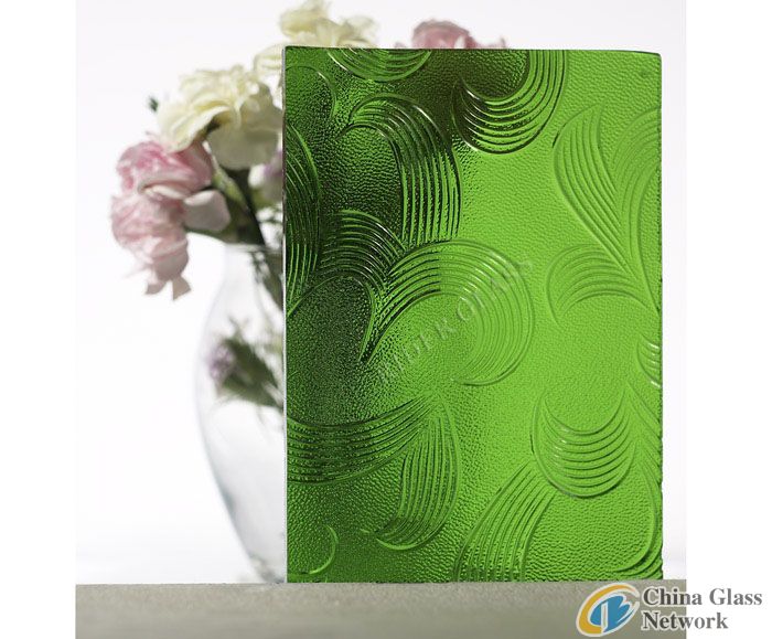 3-8mm Green Mayflower Patterned Glass with CE & ISO9001