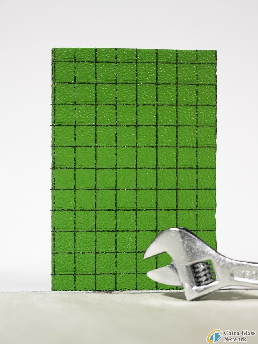 5mm 6mm Green Wired Patterned Glass