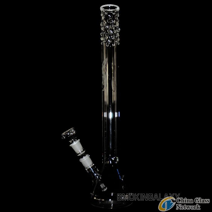 long clear glass water smoking pipe