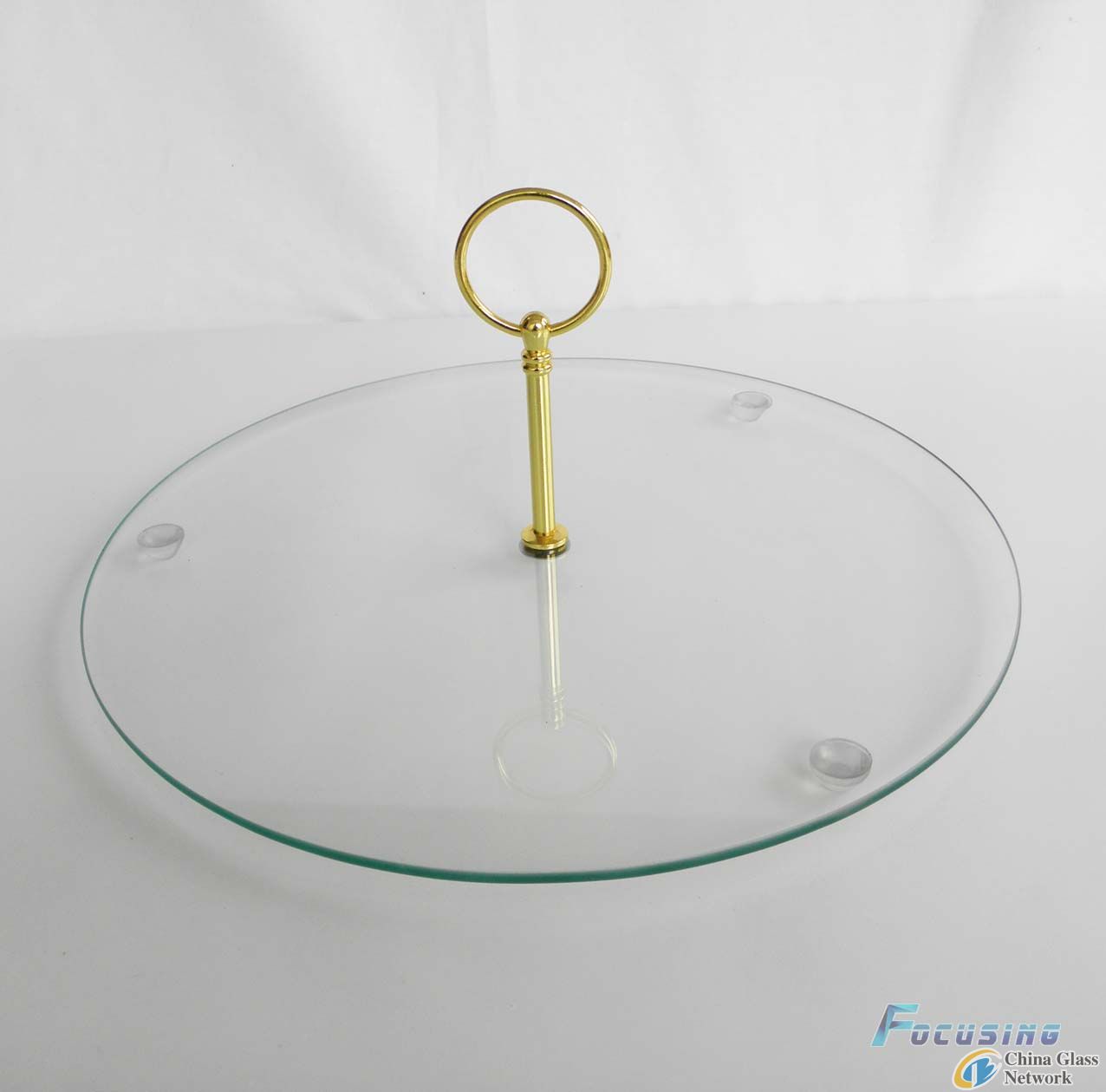 First level 1-tier tempered /toughened glass cake stand