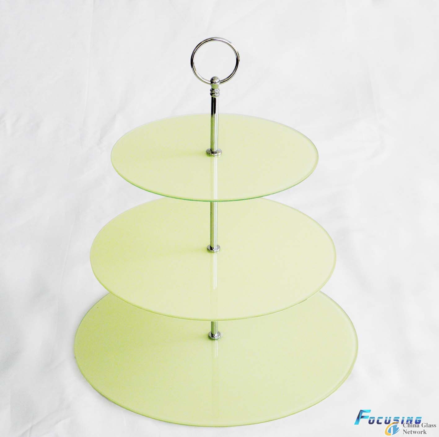 3 tier tempered /toughened glass cake stand with white colour