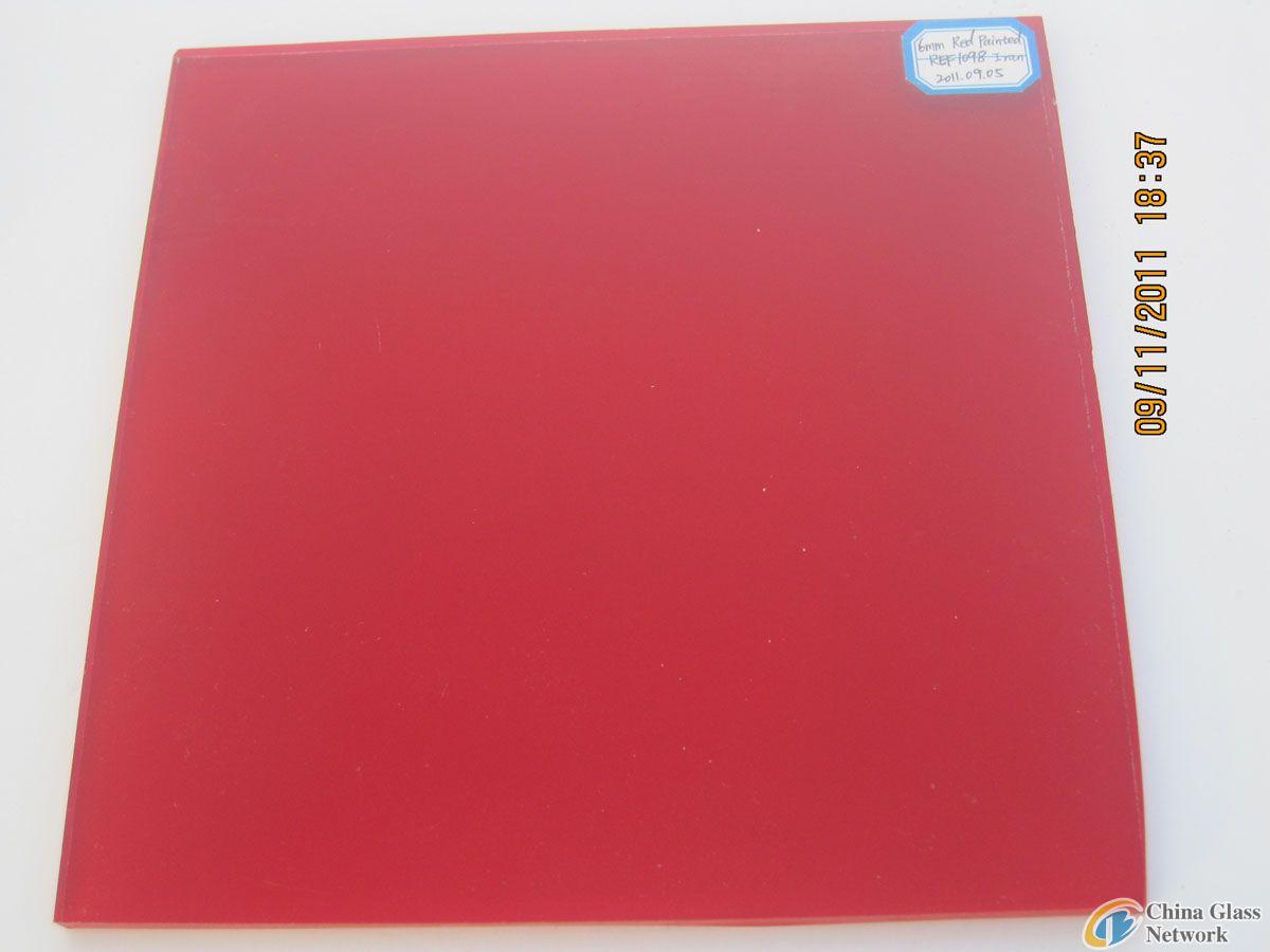 RED PAINTED GLASS WITH SAFETY VINYL BACK (CSI CERTIFICATION: AS/NZS 2208:1996