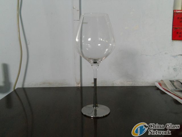 Wine glass with silver base