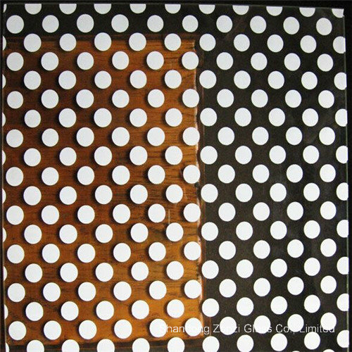 Colored Silk Screened Glass with DOT Line Pattern