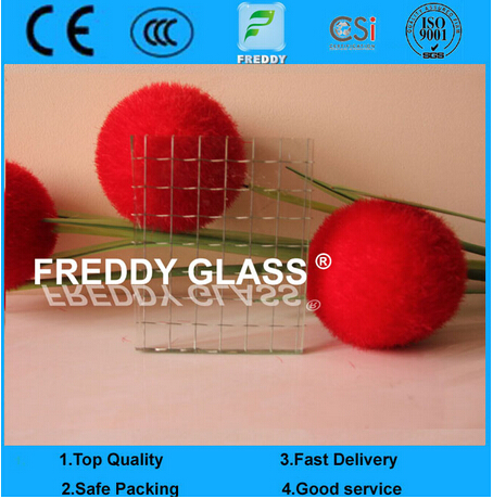 Clear Rhombus Wired Glass/Clear Lozenge Wired Patterned Glass/Rhomb Fire Retardant Glass/Fire Retard