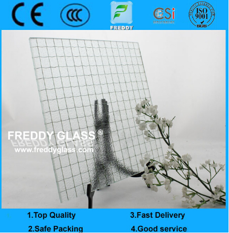 6mm Clear Wired Glass/ Rolled Glass/ Patterned Glass/ Fireproof Glass