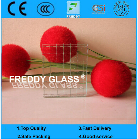 Traditional Wired Glass/6mm Clear Wired Glass/ Rolled Glass/ Patterned Glass