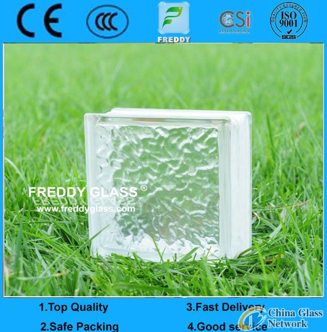 190*190*80mm Clear Patterned Glass Block/Glass Brick/Shoulder Block/Corner Block