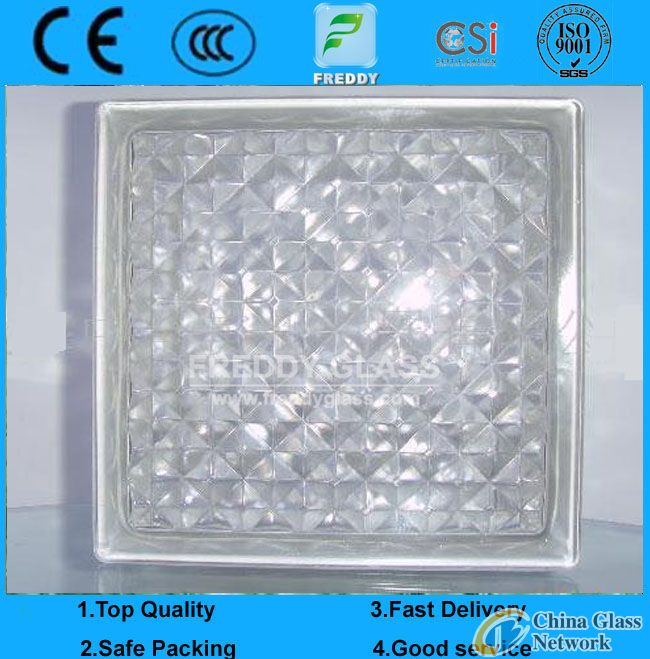 190*190*80mm Colored Glass Block/End Block/Glass Brick/Shoulder Block/Glass Block for decoration