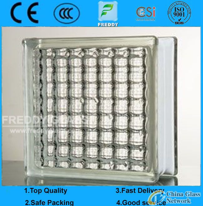 Clear Parallel Patterned Glass Block/Brick Glass for Decoration