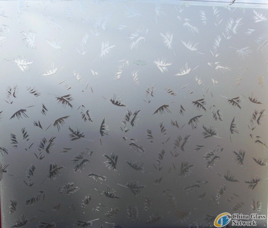 DECORATIVE GLASS/DEEP ACID ETCHED GLASS/FEATHER