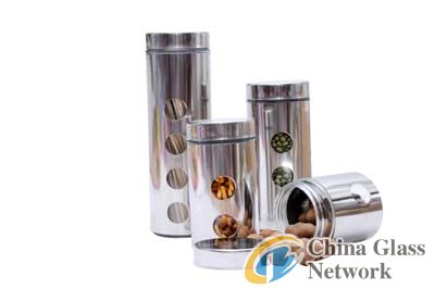 polished steel glass jars and canisters