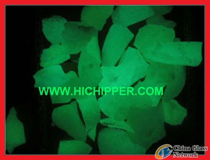 Glow in Dark Yellow Green Glass Chips