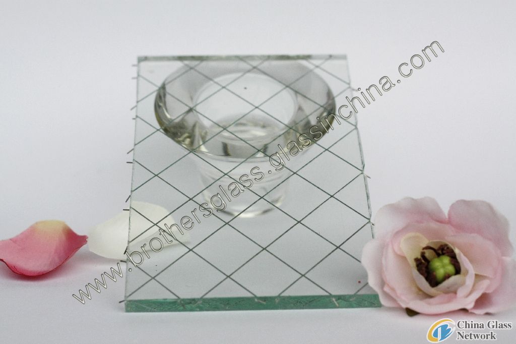 Clear Squares Wired Glass