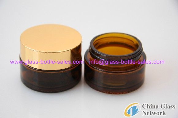 Amber Glass Cosmetic Jar with Lid