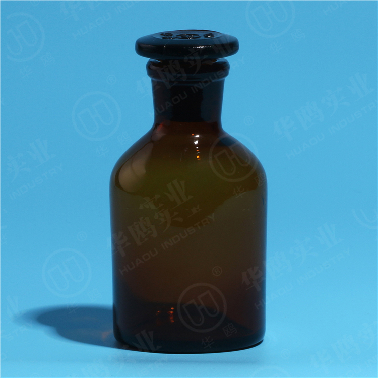 HUAOU Amber Glass Reagent Bottle narrow mouth wityh ground in glass stopper