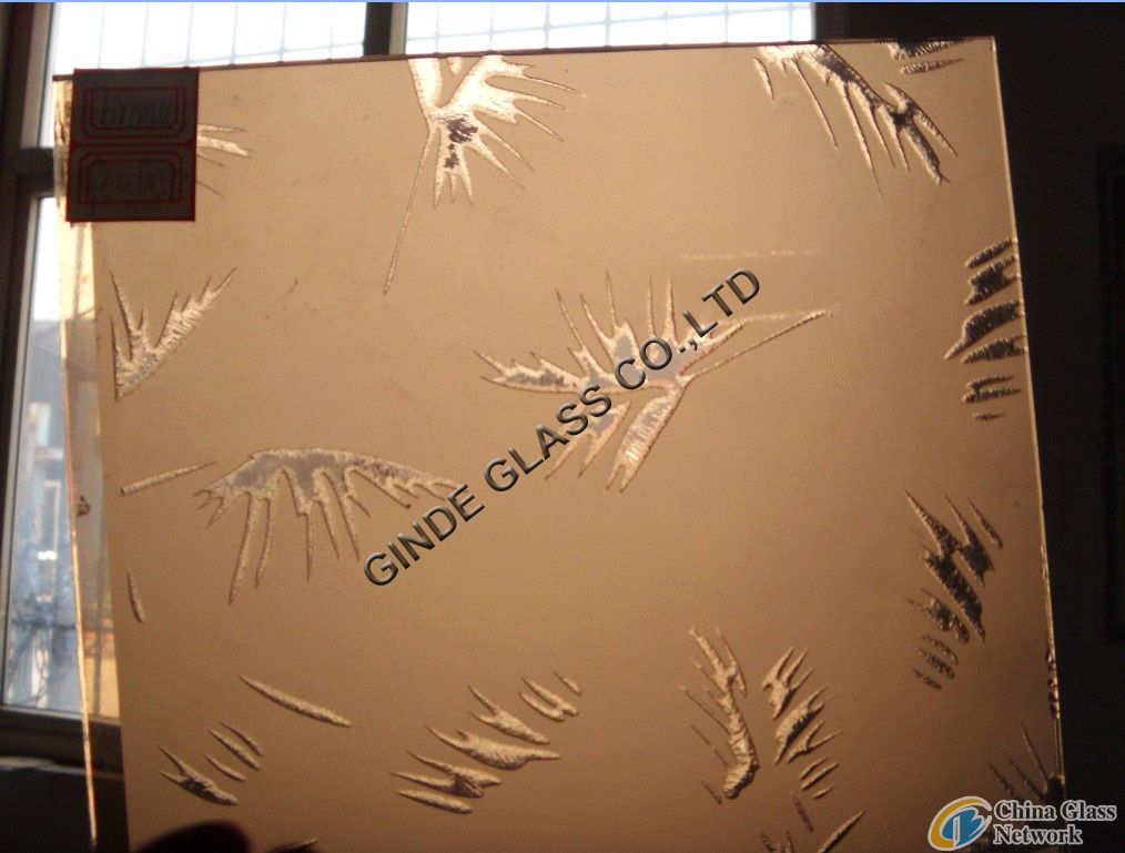 acid etched glass/bronze feather