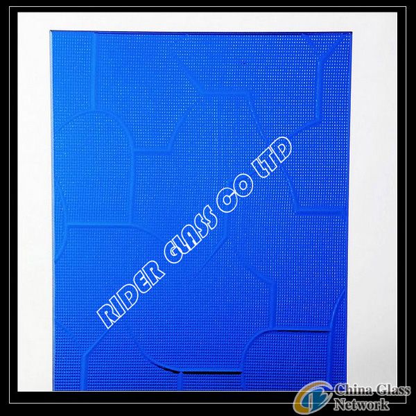 3-8mm Blue Puzzle Patterned Glass with CE & ISO9001