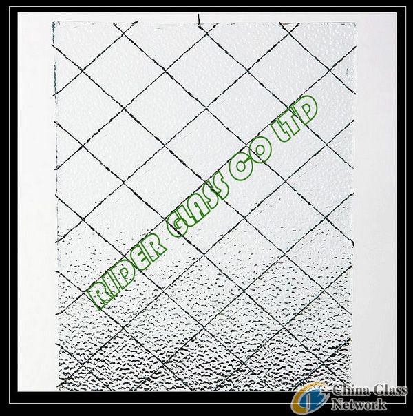 6mm Clear Nashiji Wired Patterned Glass with CE & ISO9001