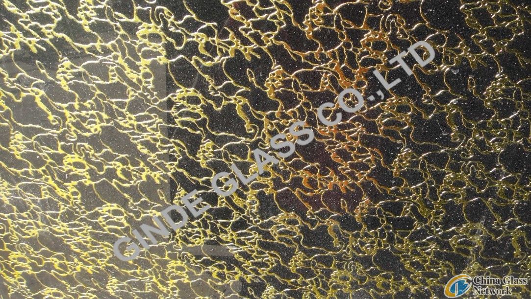 acid etched glass, decorative glass, art glass , black gold grgon