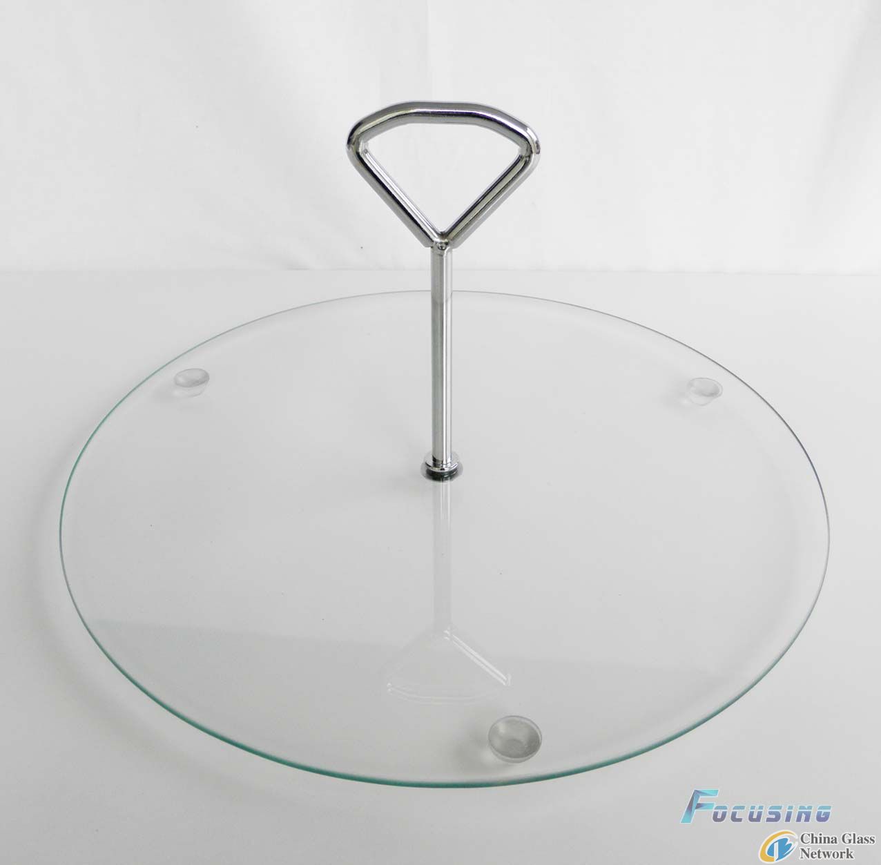 high quality of 1-tier tempered /toughened glass cake stand