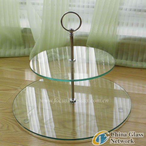 High quality of 2 tiers tempered glass cake plate