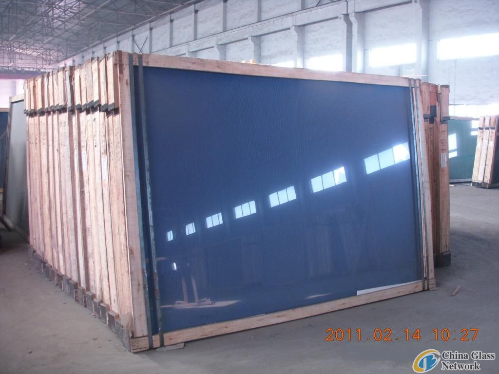 Dark blue reflective glass and float glass