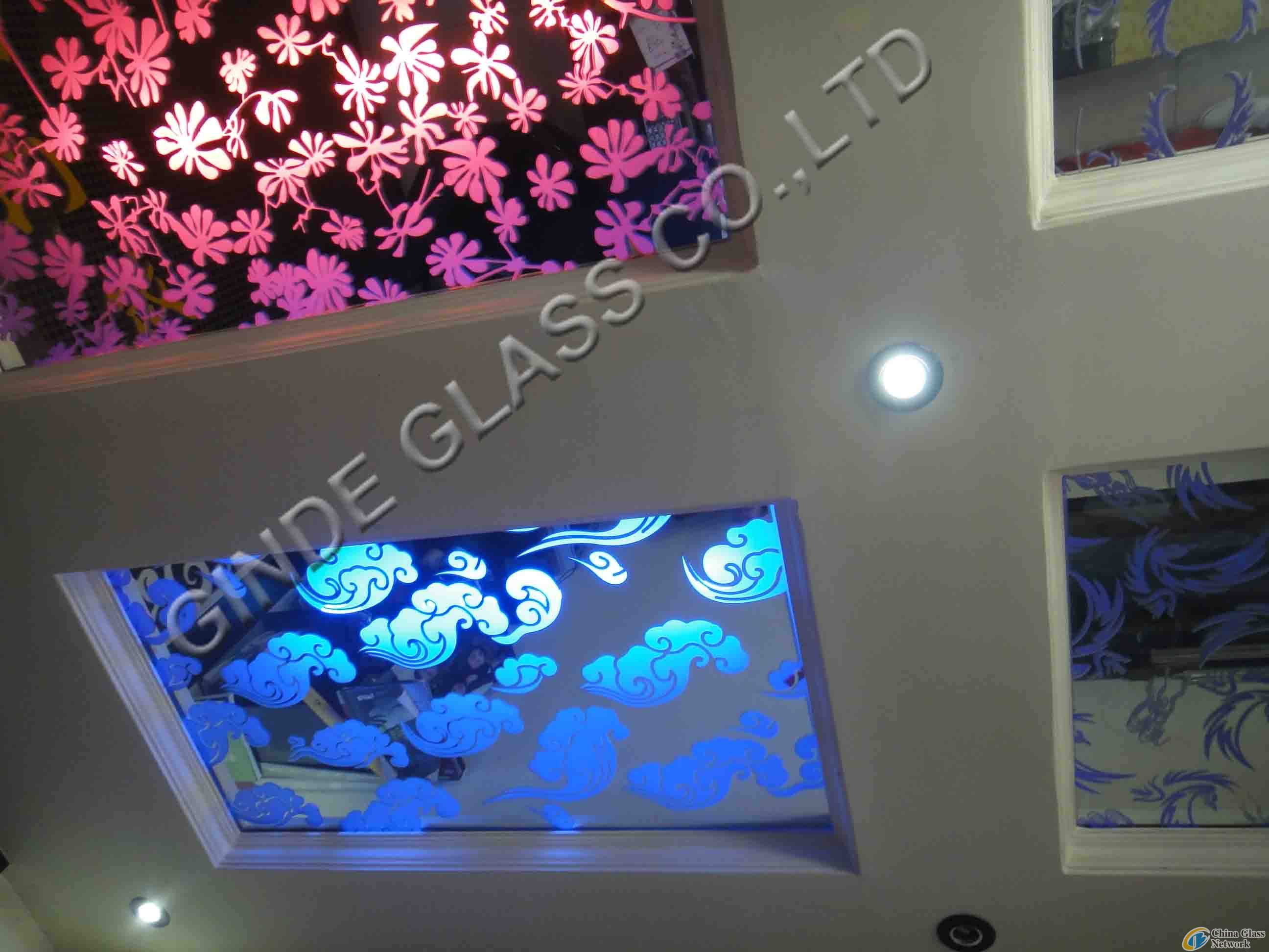 Light Acid Etched Mirror Glass Ceiling Glass 58 Mirror
