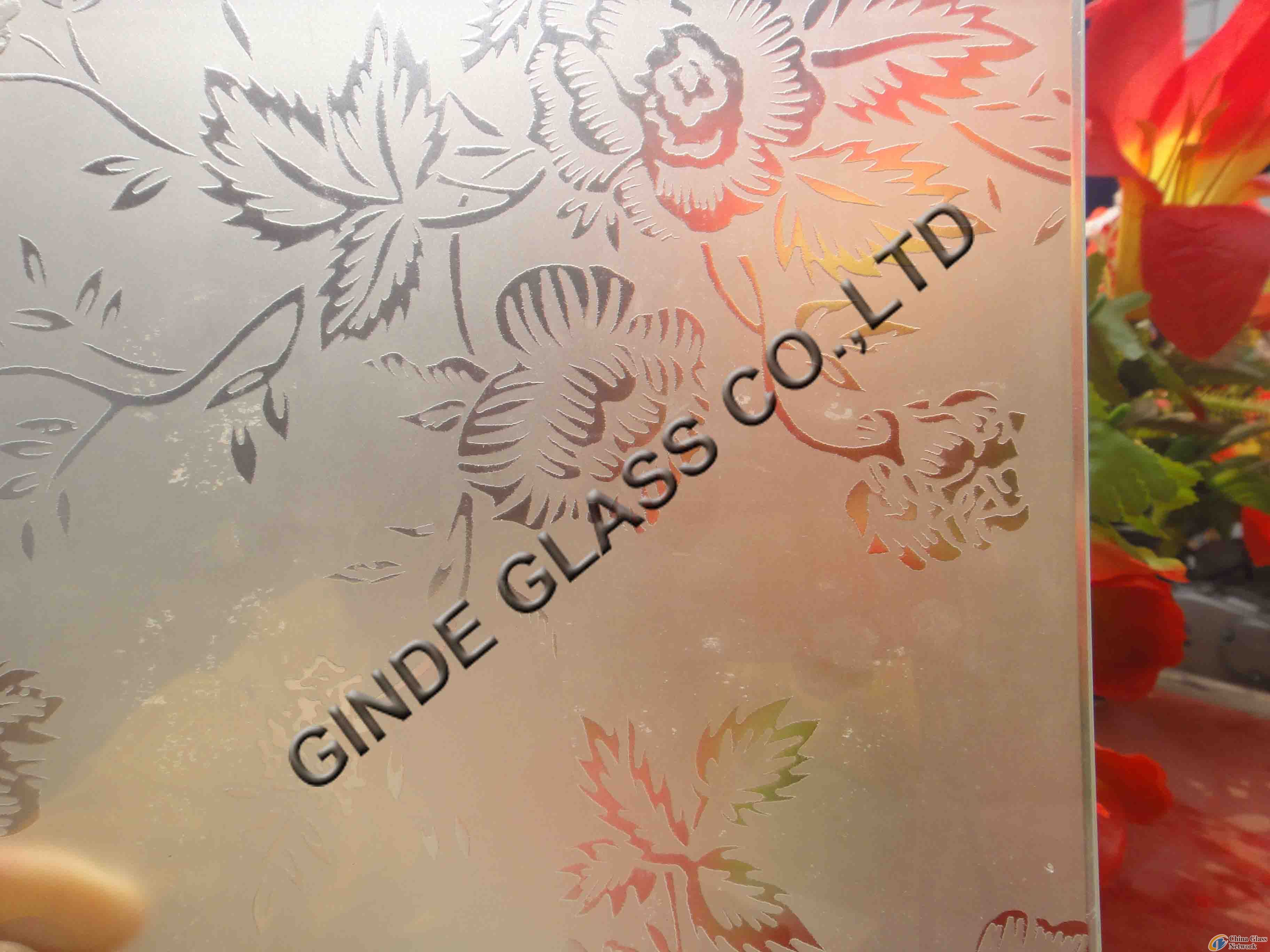 light acid etched glass/phenix tail