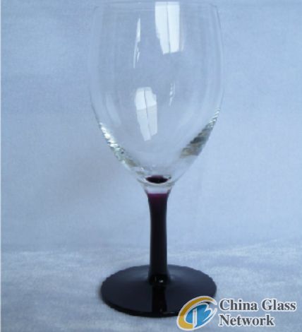 Wine glass with black stem