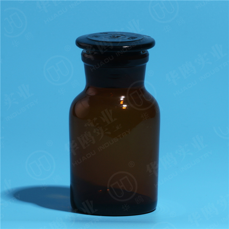 HUAOU Amber Glass Reagent Bottle wide mouth wityh ground in glass stopper