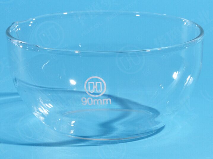 HUAOU Evaporating Dish, Round Bottom, with spout, Boro 3.3 Glass