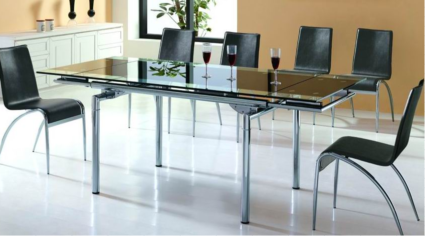 Stretch Dining Table with  Black Painting