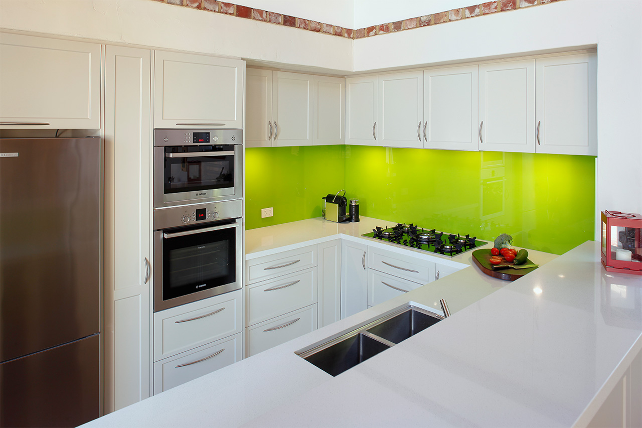 Glass Splashback with light green color