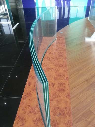 60.04mm Ultra clear Bended tempered laminated glass