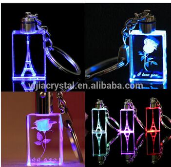 2016 Fancy Cheap customized design engraved crystal key chain /handmade colorful Crystal LED key chain/key holders