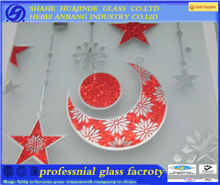 ceiling glass, ice acid etched flower building glass