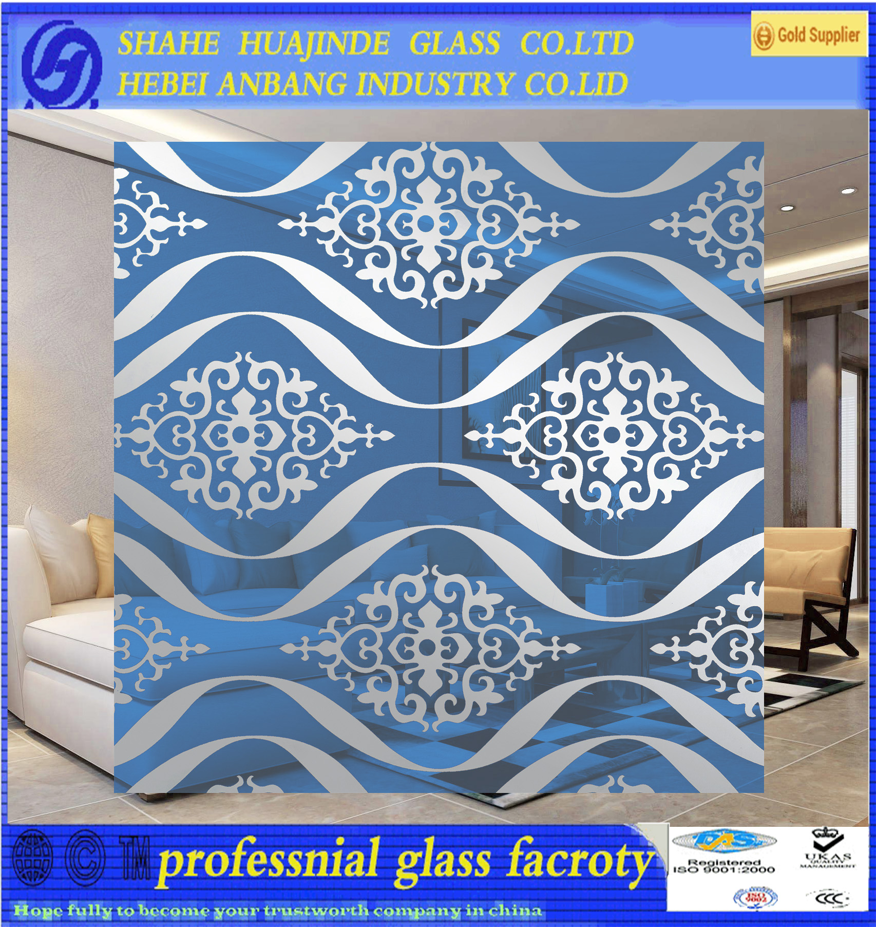 titanium frosted transpareent glass, colourful glass wall partition, hot sale glass