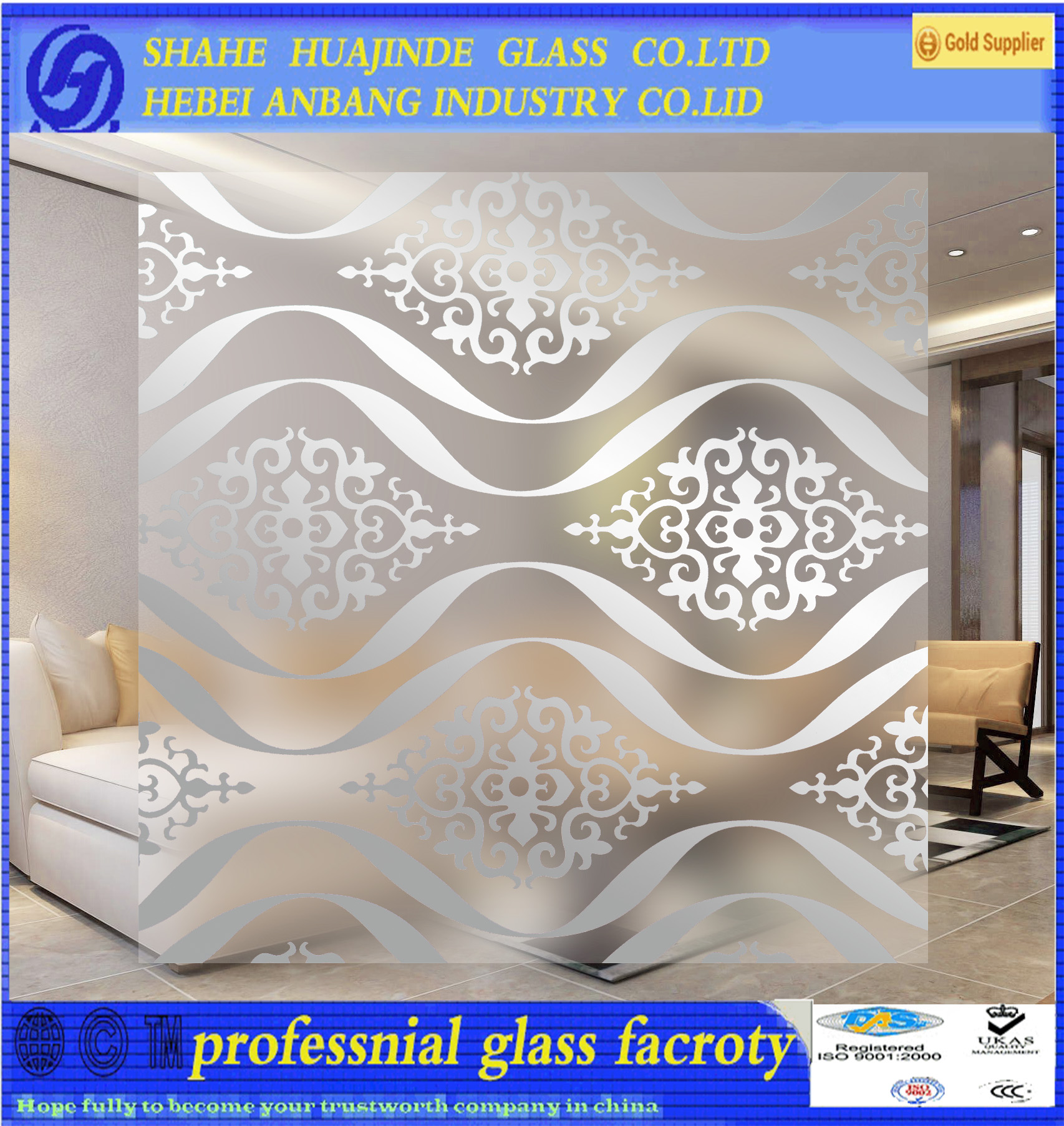 titanium frosted transpareent glass, colourful glass wall partition, hot sale glass