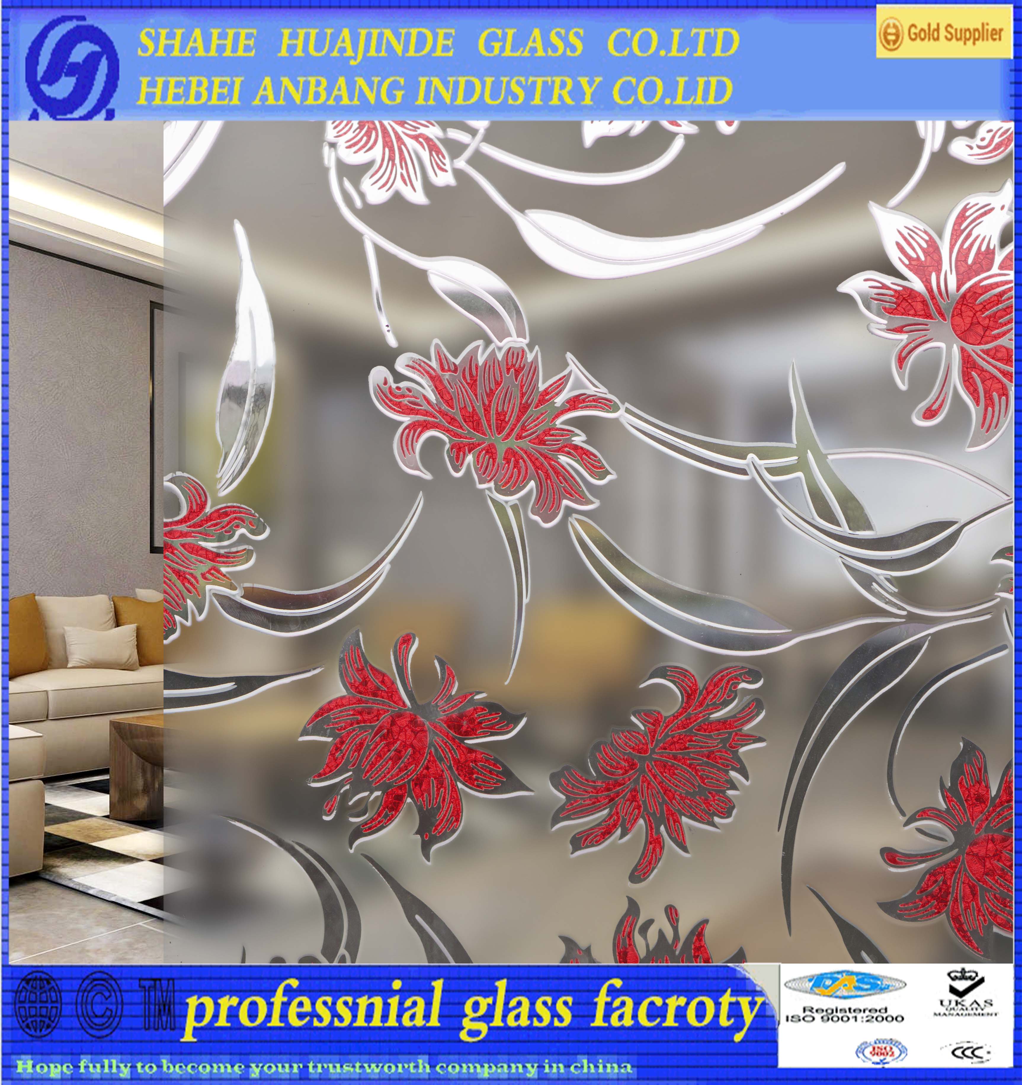 Ice acid glass, ice flower backlit glass, Chinese manufacture, acid etched glass, 