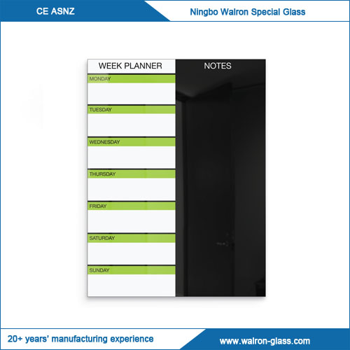 Black Magnetic Glass Dry Erase Weekly Planner