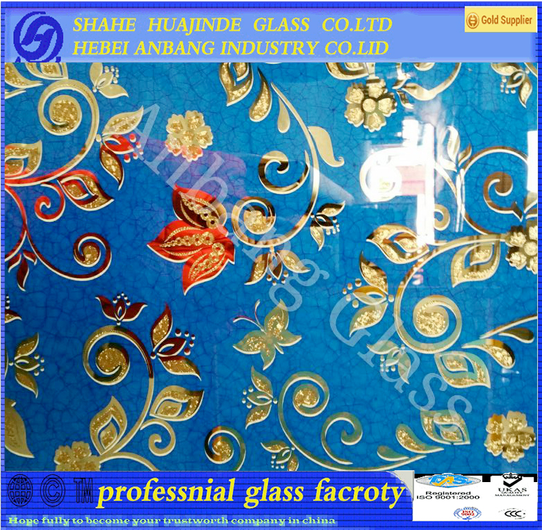 ice acid flower ceiling glass, good price high quality decorative glass