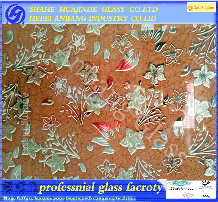 ice acid flower ceiling glass, good price high quality decorative glass