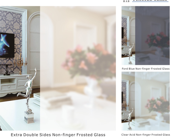 Frosted glass, acid frosted glass, sand frosted glass, non-finger frosted glass,, China manufacture