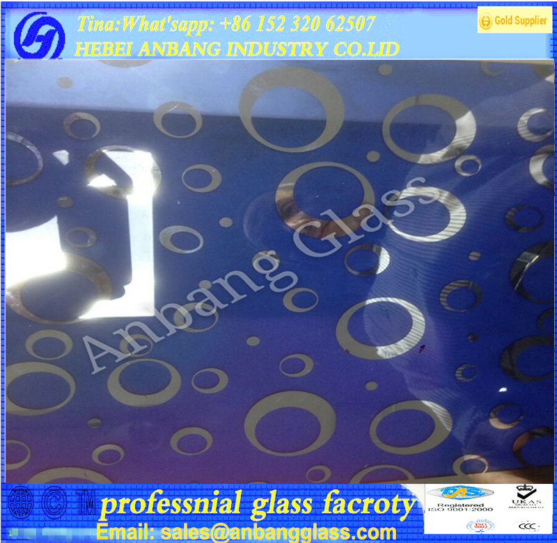 Dark blue titanium glass, clear acid titanium glass, golden acid titanium glass, beautiful decorative glass, China manufacture