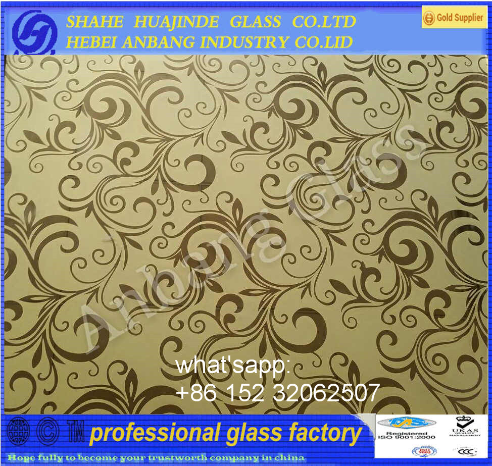 acid etched glass, decorative 3mm 4mm 5mm 6mm-10mm door/ window glass/ceiling glass