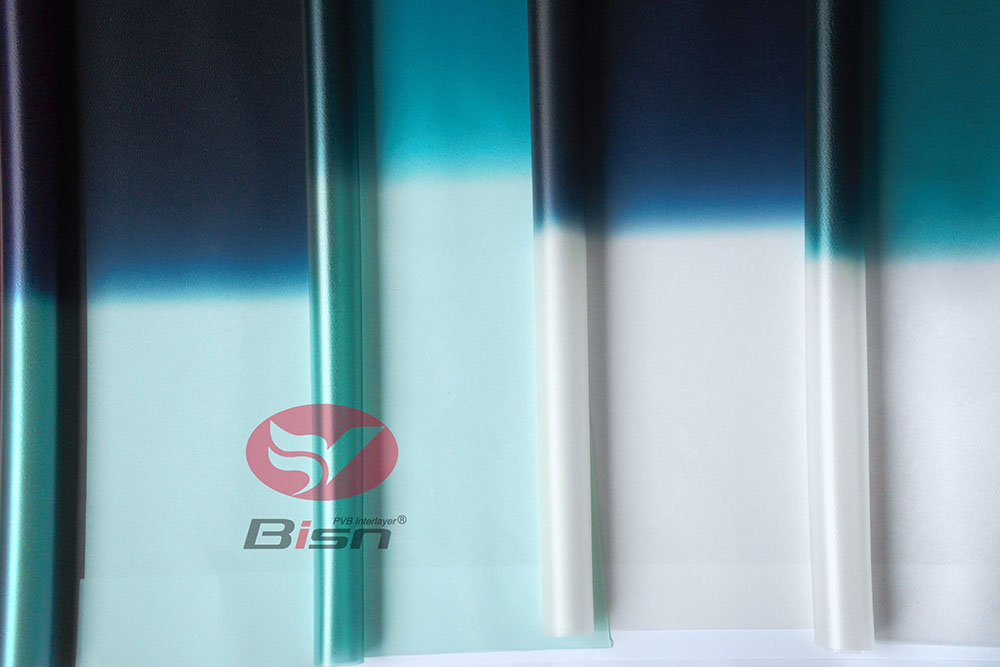 0.76mm Automotive Grade Green Band on French Green(Light Green/Tinted Green) PVB interlayer film